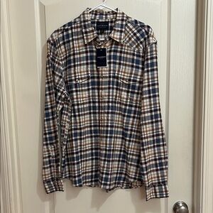Lucky Brand Men's Plaid Button Down Shirt - Blue and Brown